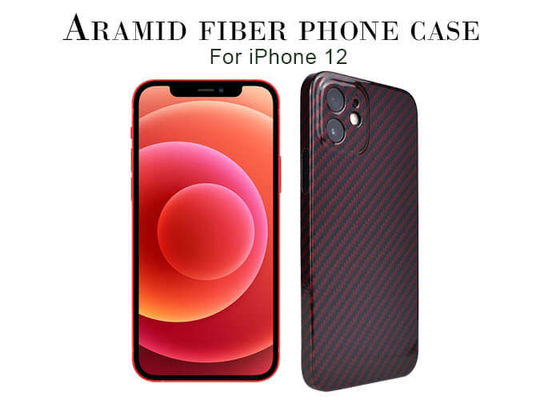 iPhone 12のための軽量の光沢のある表面のAramid繊維の電話箱の赤